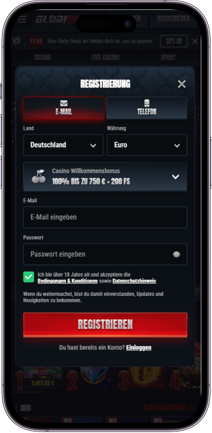 Glorian Casino Registrierung